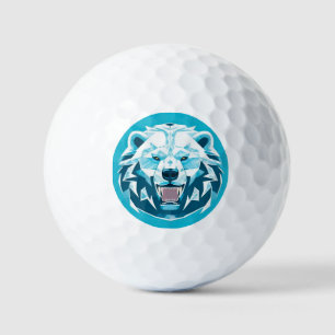 Fierce Polar Bear Geometric Illustration Golf Balls