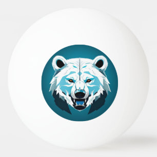 Fierce Polar Bear Geometric Illustration Ping Pong Ball