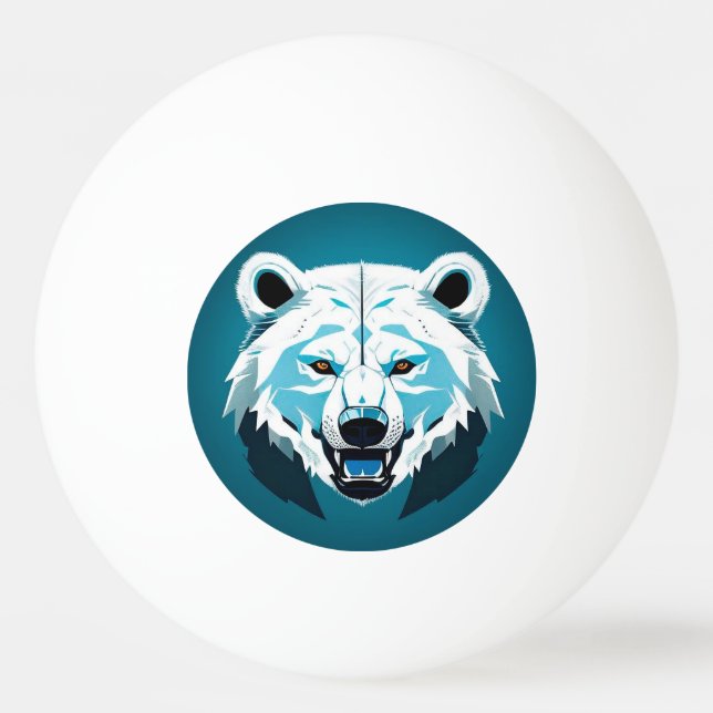 Fierce Polar Bear Geometric Illustration Ping Pong Ball (Front)
