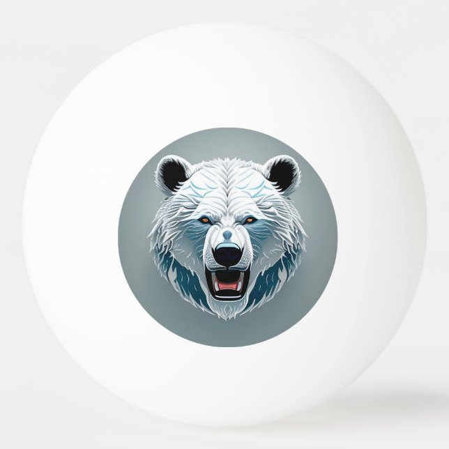 Fierce Polar Bear Geometric Illustration Ping Pong Ball (Front)