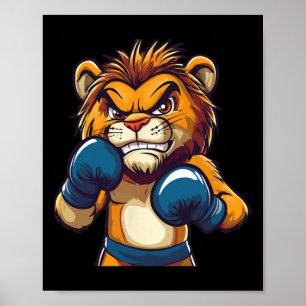 Fierce Punches Ahead With This Cool Lion Boxer Loo Poster