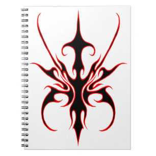 Fierce Red and Black Tribal Line Art Illustration Notebook
