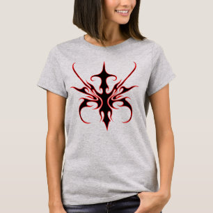 Fierce Red and Black Tribal Line Art Illustration T-Shirt