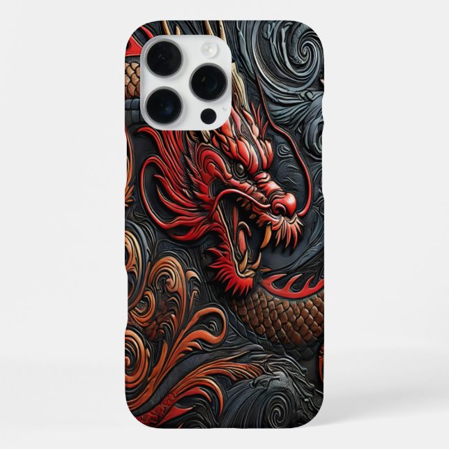 Fierce Red Dragon Relief Art iPhone Case (Back)