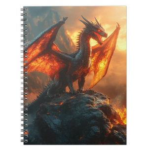 Fierce Red Fiery Angry Dragon  Notebook