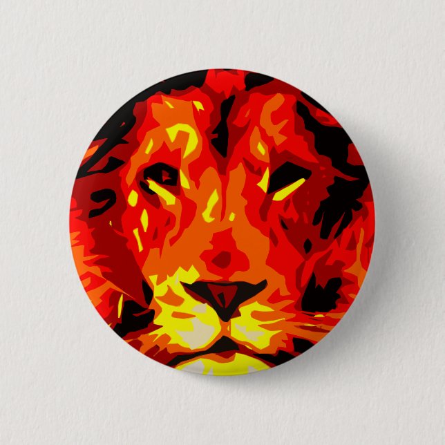 Fierce Red Lion 2 Inch Round Button (Front)