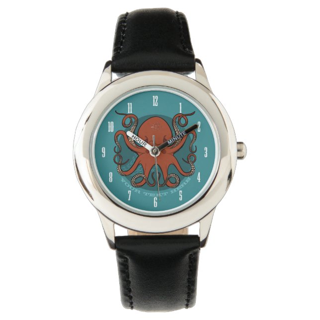 Fierce Red Octopus Tentacles Cartoon With Text Watch (Front)