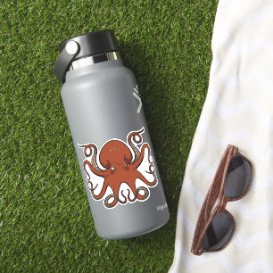 Fierce Red Octopus With Curling Tentacles Cartoon