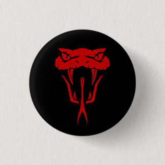 Fierce Red Snake Face - Black 1 Inch Round Button