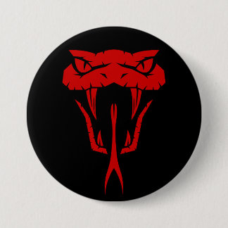 Fierce Red Snake Face - Black Large  3 Inch Round Button
