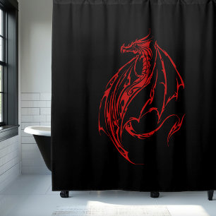 Fierce Red Tribal Dragon Silhouette Fantasy