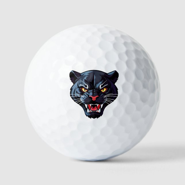 Fierce Roaring Panther Mascot Golf Balls (Front)