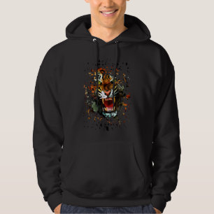 Fierce Roaring Tiger Artwork Bold Jungle Hoodie