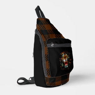 Fierce Roaring Tiger Artwork Bold Jungle Sling Bag