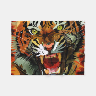 Fierce Roaring Tiger Cozy Fleece Throw Bold Blanket