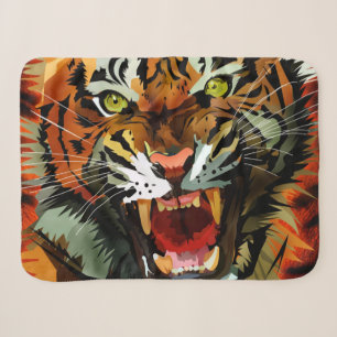 Fierce Roaring Tiger Cozy Sherpa Throw Bold