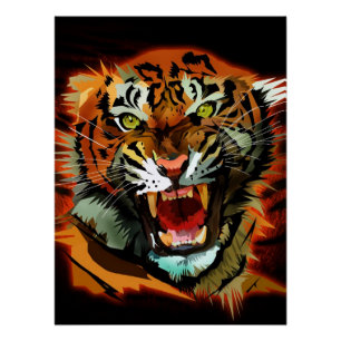 Fierce Roaring Tiger Wall Art Bold Wildlife Jungle