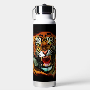 Fierce Roaring Tiger Water Bottle Bold Wildlife