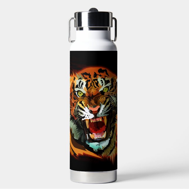 Fierce Roaring Tiger Water Bottle Bold Wildlife (Front)