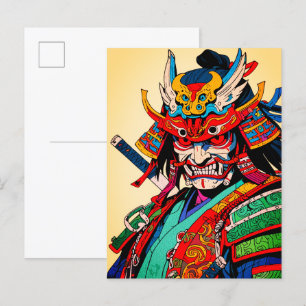 Fierce Samurai Warrior – Colourful Japanese Bushid Postcard