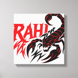 Fierce Scorpion Graphic Art Design with "RAHI" Tex Canvas Print