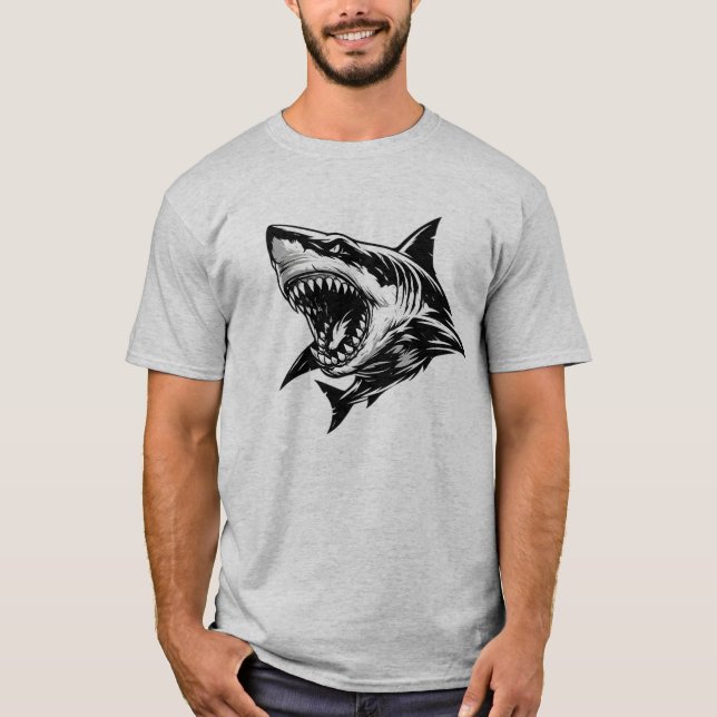 Fierce Shark Great White Shark Vector Art  T-Shirt (Front)