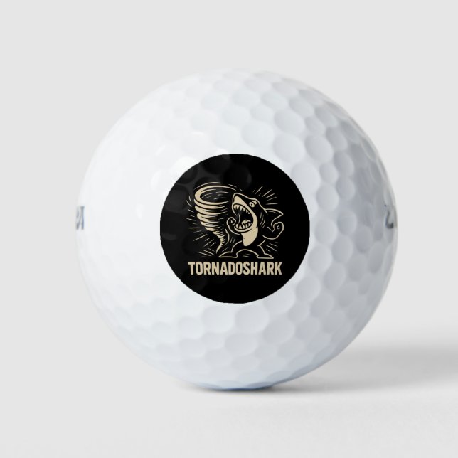 Fierce shark tornado art design for viral  golf balls (Front)