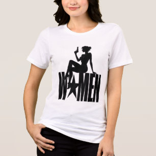 Fierce Spy Woman Silhouette Action Typography  Tri-Blend Shirt