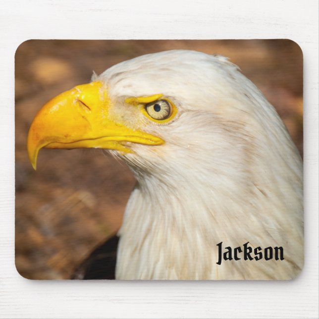Fierce Stare of the Eagle Custom Name Mouse Pad (Front)