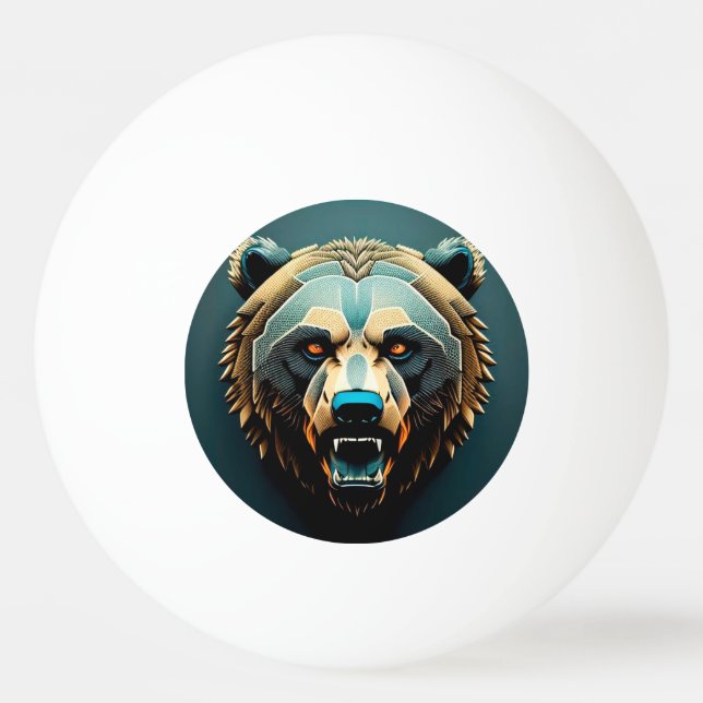 Fierce Stylized Bear Art  Ping Pong Ball (Front)