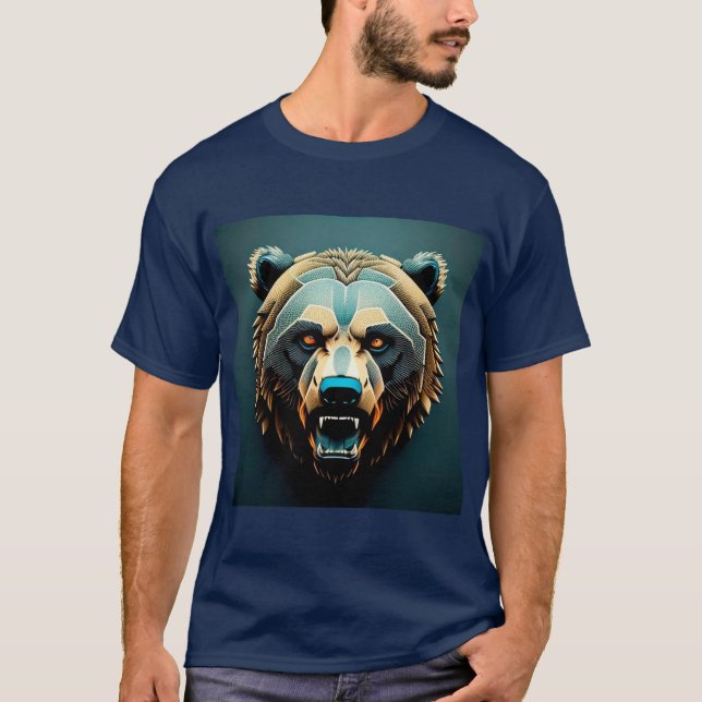 Fierce Stylized Bear Art  T-Shirt (Front)