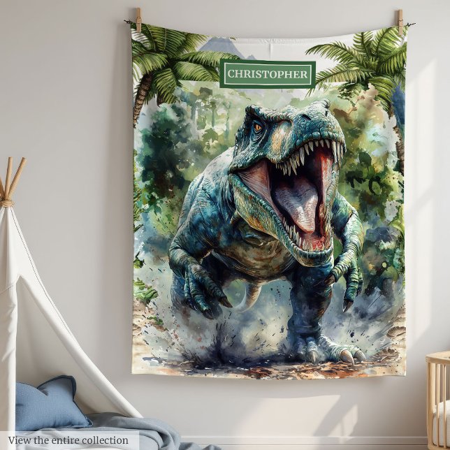 Fierce T-Rex Blanket Personalized Name for Boys (Fierce T-Rex Blanket Personalized Name for Boys)