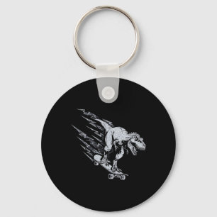 Fierce T-rex Skateboarding Lightning Speed  Keychain