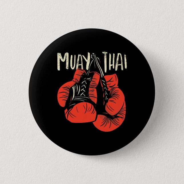 Fierce Thai Boxing Fight Style For Kickboxing Muay 2 Inch Round Button (Front)