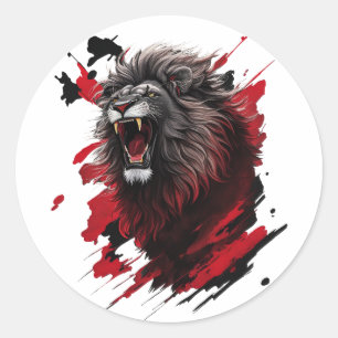 Fierce, the black lion classic round sticker