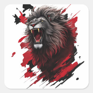 Fierce, the black lion square sticker