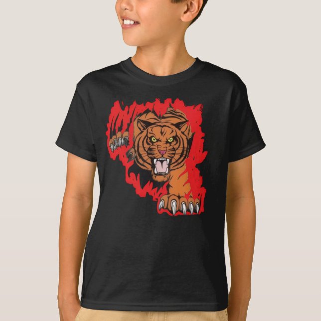 Fierce Tiger Clawing it's way out. T-Shirt (Front)