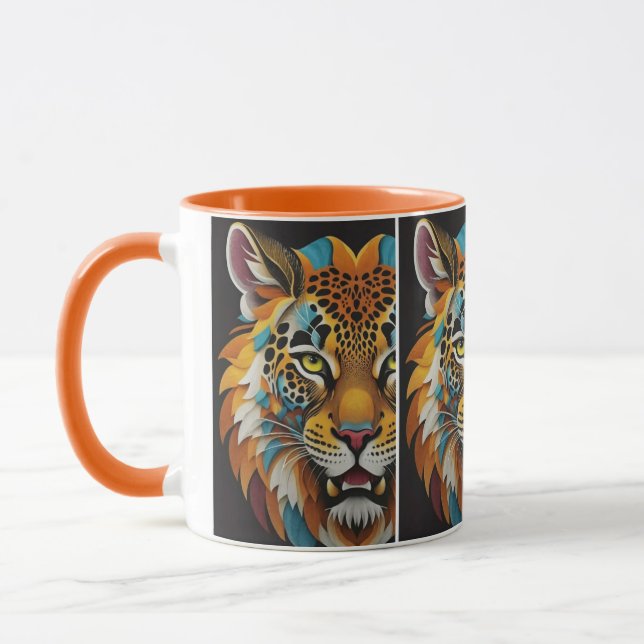 Fierce Tiger Face Art - Custom Graphic T Mug (Left)