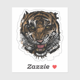 Fierce Tiger Face Graphic Wild Predator Vinyl Art