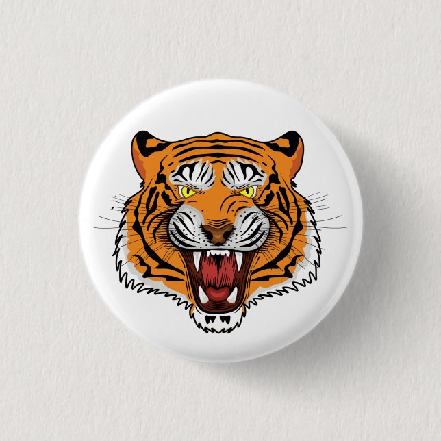 Fierce Tiger Head Illustration-24327 1 Inch Round Button (Front)