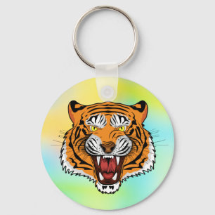 Fierce Tiger Head Illustration-24327 Keychain
