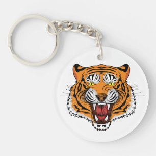 Fierce Tiger Head Illustration-24327 Keychain
