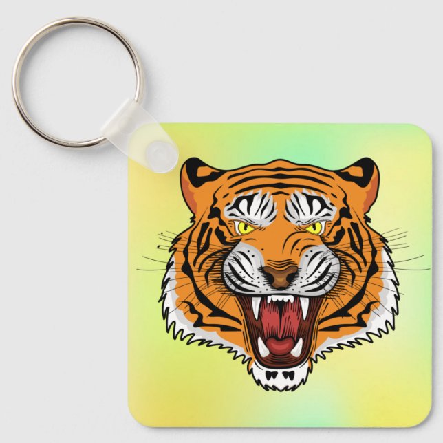 Fierce Tiger Head Illustration-24327 Keychain (Front)