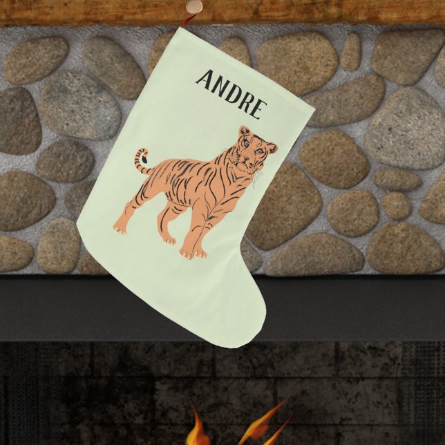 Fierce Tiger Personalized Large Christmas Stocking (Creator Uploaded)