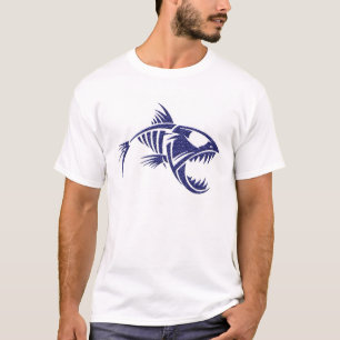 Fierce tribal fish skeleton t shirt
