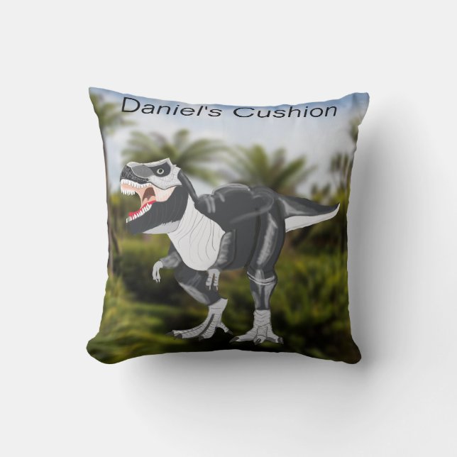 Fierce Tyrannosaurus rex, personalised Throw Pillow (Front)