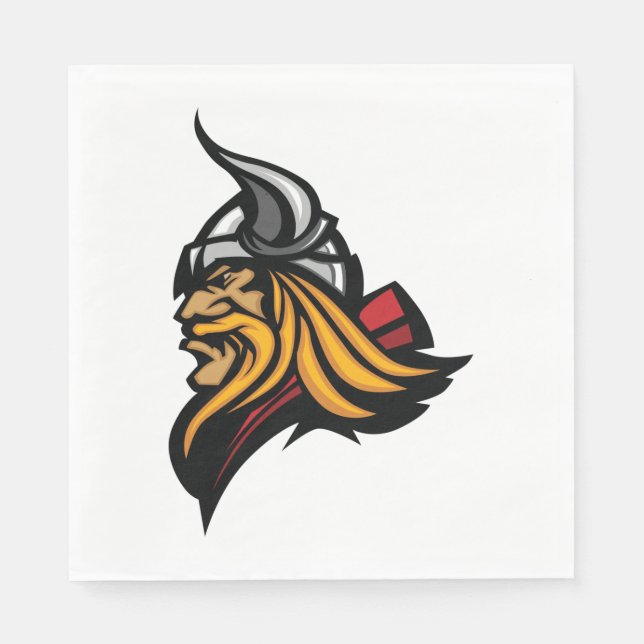 Fierce Viking Warrior Head Norse Helmet and Beard  Napkin (Front)