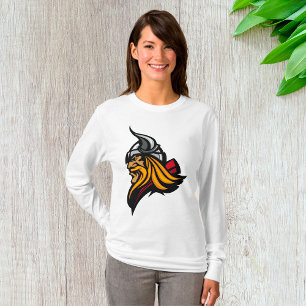 Fierce Viking Warrior Head Norse Helmet and Beard T-Shirt