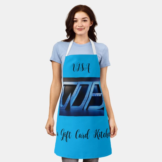 Fierce Visa Logo Art on Black and Blue Background- Apron (Worn)