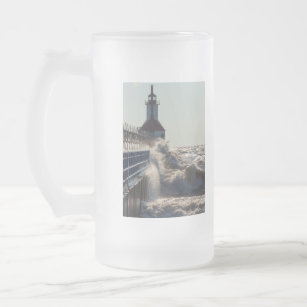 Fierce Waves At St Joseph Frosted Glass Beer Mug